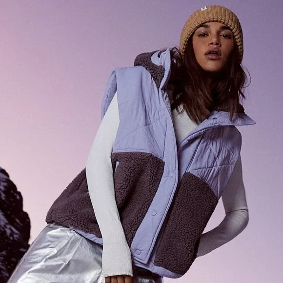 Free People Adventure Awaits Fleece Coat in Shark Combo - Picture 1 of 5